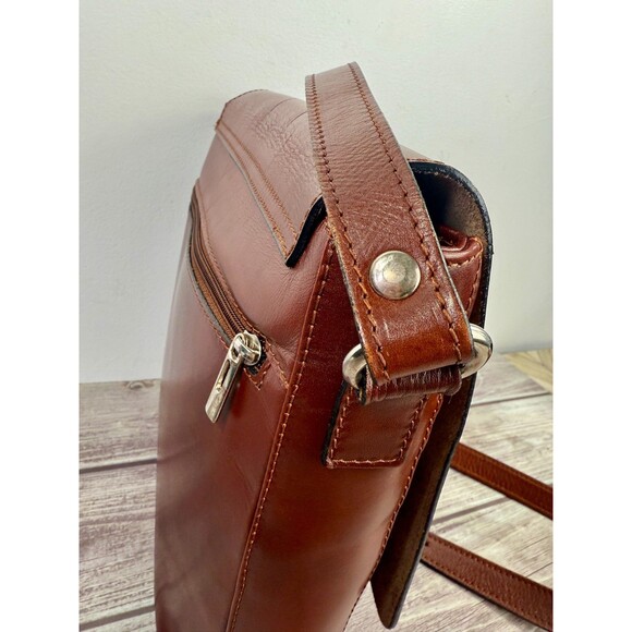 Vera Pelle Italian Genuine Leather Messenger Bag Crossbody Brown Made in Italy - Picture 15 of 17
